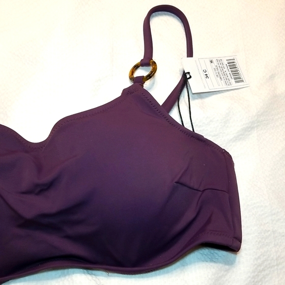 NWT SINGLE SHOULDER MOLDED CUP BIKINI SWIM BRA TOP WITH EXTRA STRAP - Picture 2 of 5